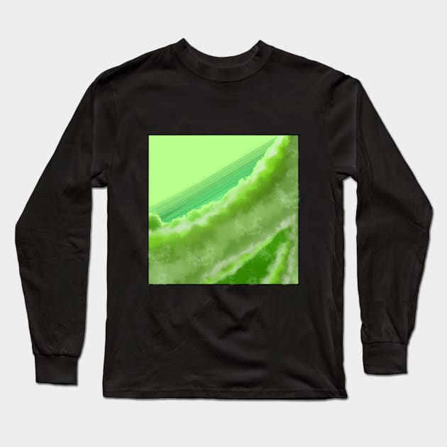 Green Color Therapy Clouds Long Sleeve T-Shirt by AQueerArtist